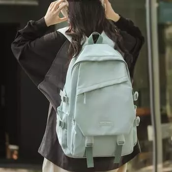 Женский рюкзак, однотонный студенческий школьный рюкзак, дорожный рюкзак зелёный