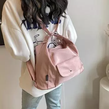 Женский рюкзак, оксфордская большая сумка, однотонная сумка на плечо, студенческая сумка для занятий чёрный