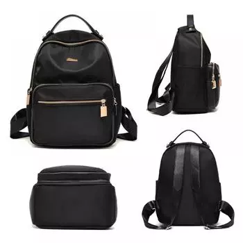 Женский рюкзак, последние тенденции, новинка 2020 года, корейская мода, ткань Оксфорд, женский рюкзак, однотонный, универсальная школьная сумка, повседневная водонепроницаемая сумка 25cm*18cm*34cm чёрный