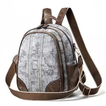 Женский рюкзак, простой, корейский, модный, рюкзак в иностранном стиле, большая вместимость, вышитый, повседневная дорожная сумка серый