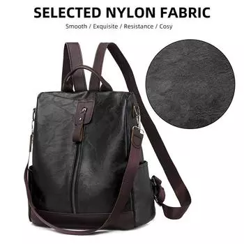 Женский рюкзак PU Сумка Ретро Досуг чёрный