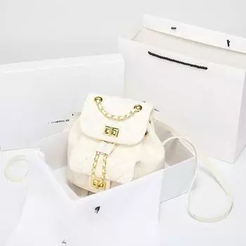 Женский рюкзак с бриллиантами крайней плоти для женщин в летнем модном высококачественном маленьком рюкзаке с цепочкой белый