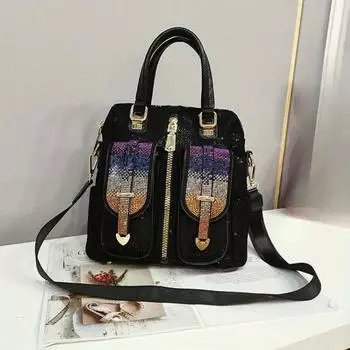 Женский рюкзак с бриллиантовыми пайетками, многофункциональная сумка через плечо, элегантная и универсальная сумка-мессенджер, повседневная