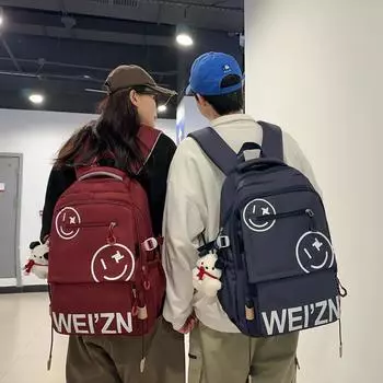 Женский рюкзак с буквенным принтом, школьный рюкзак большой емкости чёрный