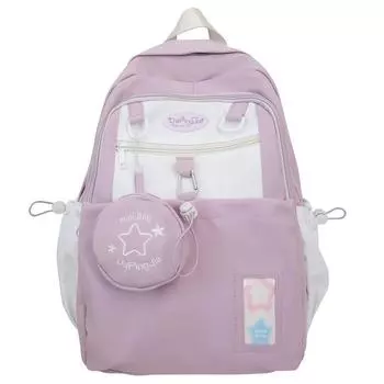 Женский рюкзак с цветными блоками, студенческий школьный рюкзак для девочек, рюкзак большой емкости розовый