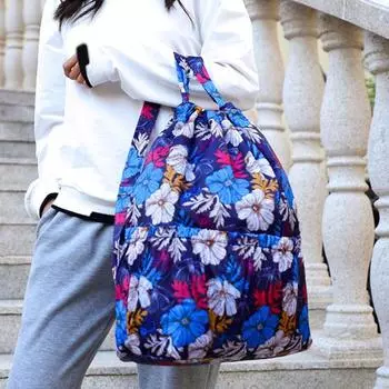 Женский рюкзак с цветочным принтом и завязками на шнурке, легкий складной рюкзак для путешествий на открытом воздухе и кемпинга A