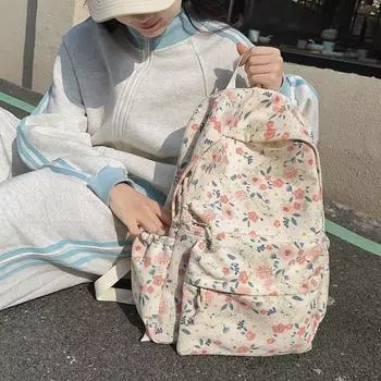 Женский рюкзак с цветочным принтом, женский рюкзак для школьников младших классов, школьный портфель белый