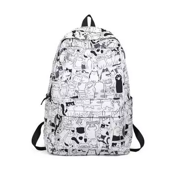 Женский рюкзак с граффити, студенческий школьный рюкзак, мужской рюкзак с принтом чёрный/белый