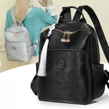 Женский рюкзак с кисточками для поездок на работу, большой вместимости, легкий рюкзак чёрный