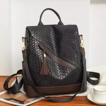 Женский рюкзак с кисточками из искусственной кожи, легкий школьный рюкзак с защитой от кражи белый