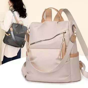 Женский рюкзак с кисточками, многофункциональная сумка через плечо, большой вместимости, дорожный рюкзак серый