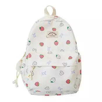 Женский рюкзак с клубничным принтом, студенческий школьный рюкзак, дорожный рюкзак синий