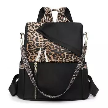 Женский рюкзак с леопардовым принтом, дорожный рюкзак, легкий рюкзак для поездок чёрный