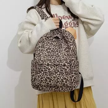 Женский рюкзак с леопардовым принтом, школьная сумка для студентов, рюкзак для путешествий в студенческом стиле кофейный