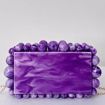 Женский рюкзак с леопардовыми бусами, акриловая коробка, вечерний клатч, женские дизайнерские роскошные кошельки и сумки с блестками, свадебная вечеринка, кошелек, клатчи One Size фиолетовый