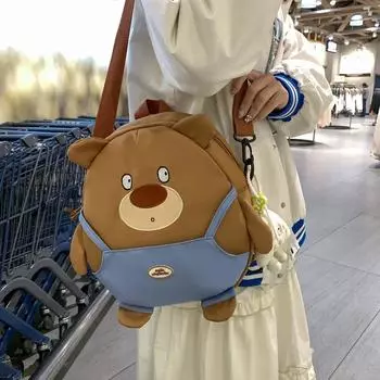 Женский рюкзак с милым медведем, контрастный цвет, женская маленькая сумка на плечо с подвеской Bag&Pendant хаки