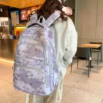 Женский рюкзак с мультяшным принтом, рюкзак большой емкости, школьный рюкзак для студентов зелёный