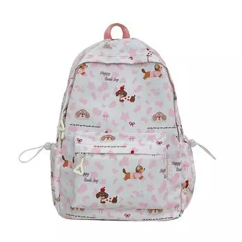 Женский рюкзак с мультяшным принтом, студенческий школьный рюкзак для девочек, большой вместимости, дорожный рюкзак розовый