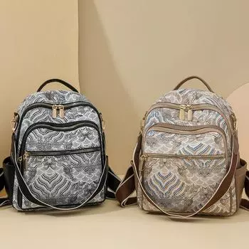 Женский рюкзак с принтом, большая вместимость, дорожная сумка, многофункциональная сумка через плечо хаки