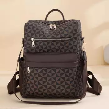 Женский рюкзак с принтом, большая вместительная дорожная сумка через плечо, рюкзак коричневый