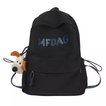 Женский рюкзак с принтом букв, студенческий школьный рюкзак для поездок на работу и путешествий чёрный