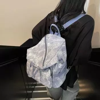 Женский рюкзак с принтом, многоцелевая студенческая сумка темно-синий