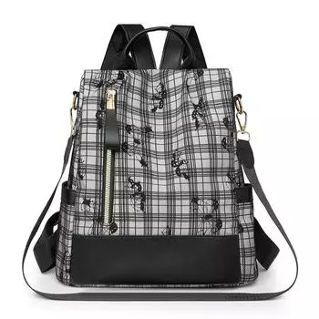 Женский рюкзак с принтом, ПУ рюкзак, противокражный, многофункциональная сумка через плечо чёрный