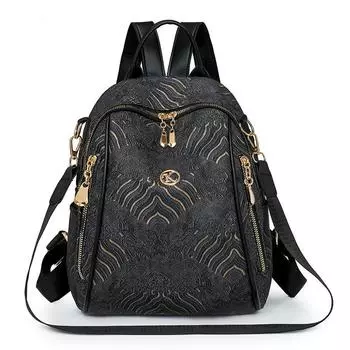 Женский рюкзак с принтом, студенческий школьный рюкзак, многофункциональная сумка через плечо чёрный