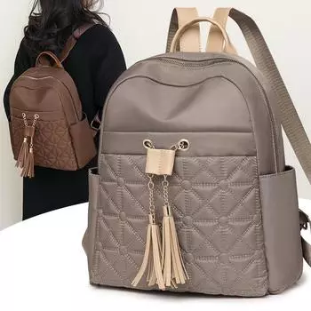 Женский рюкзак с ромбовидной вышивкой Водоотталкивающий рюкзак чёрный