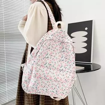 Женский рюкзак с узором тюльпана, портативный, водонепроницаемый, большой емкости, школьные сумки, нейлоновый школьный рюкзак, сумка для книг для студентов