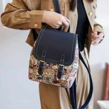 Женский рюкзак с вышивкой для поездок на работу. Изысканный мини-модный универсальный милый рюкзак для прогулок.