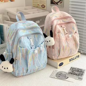 Женский рюкзак с вышивкой, милый студенческий маленький школьный рюкзак для путешествий на открытом воздухе розовый