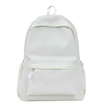 Женский рюкзак с вышивкой в виде банта, легкий школьный рюкзак для учеников средней школы белый