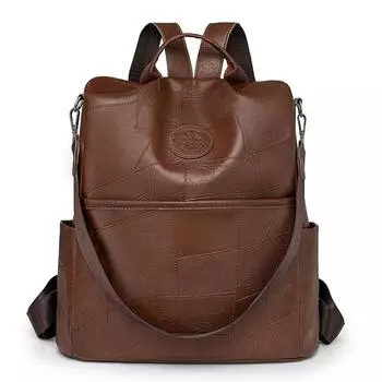 Женский рюкзак с защитой от кражи, большая вместимость, сумка для поездок на работу, однотонный школьный рюкзак для школьников коричневый