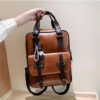 Женский рюкзак, студенческая сумка из искусственной кожи, молодежная водонепроницаемая школьная сумка, большая вместимость для отдыха на свежем воздухе One Size