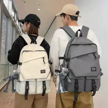 Женский рюкзак в стиле кампуса, однотонный мужской рюкзак, студенческий школьный рюкзак большой емкости чёрный