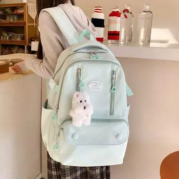 Женский рюкзак в стиле колледжа, школьный рюкзак для учеников младших классов, дорожный рюкзак для поездок на работу и обратно чёрный