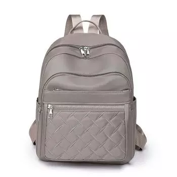 Женский рюкзак в студенческом стиле с вышивкой в виде ромбовидной решетки и водоотталкивающей пропиткой