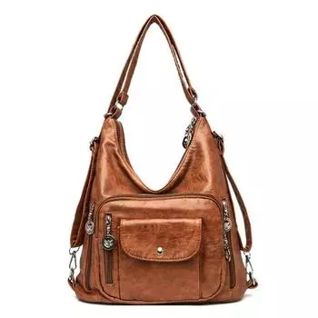 Женский рюкзак, винтажная женская сумка в стиле ретро, из искусственной кожи, женская повседневная сумка-тоут, дизайнерская сумка на плечо, женская сумка Sac коричневый