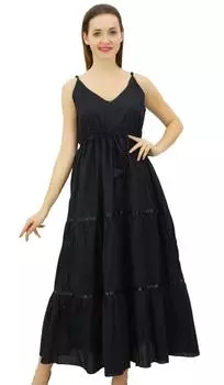 Женский сарафан Bimba, длинное платье макси с завязками на талии, на тонких бретелях 10 зелёный