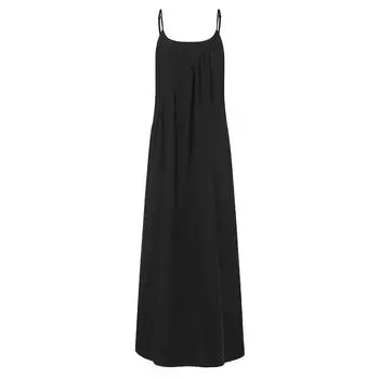 Женский сарафан-макси на тонких бретелях, свободного фасона. Размеры S-5XL, расцветки в ассортименте S чёрный