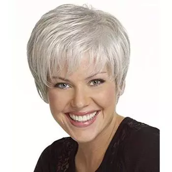 Женский серебристо-серый парик, короткие натуральные вьющиеся синтетические парики для белых женщин, парик для мамы на каждый день, естественный вид, термостойкое волокно серебряный серый