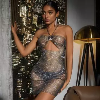 Женский сетчатый комбинезон с длинным рукавом и бриллиантами, сексуальный, тонкий, со стразами, для вечеринки Spice Girls X Sex Wear XS