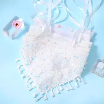 Женский сетчатый ободок для волос, треугольный шарф, кружевной декор с бабочками, шарф для волос с кисточками, летний красочный шарф для девочек