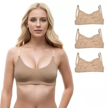 Женский сексуальный бюстгальтер бикини с треугольными чашками без косточек S бежевый