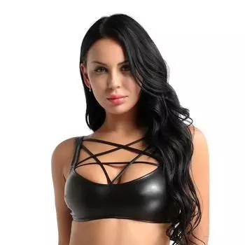 Женский сексуальный бюстгальтер из мягкой лакированной кожи с вырезом, эротический горячий порно-бюстгальтер с половинной чашкой, обнажающий грудь, латексный бюстгальтер с глубоким вырезом и пуш-апом XL
