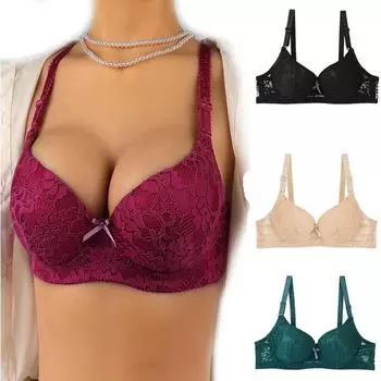 Женский сексуальный бюстгальтер Push Up со стальным кольцом, нижнее белье большого размера с подкладкой из дышащего хлопкового белья 38/85 чёрный