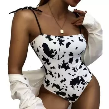 Женский сексуальный цельный купальник бикини с принтом коровы на лямках-слингах «все в одном»