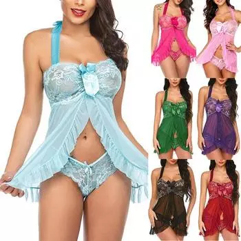 Женский сексуальный халат, женское нижнее белье, женская одежда для сна с v-образным вырезом, платье с нерегулярным подолом, ночная рубашка, повседневная кружевная ночная рубашка, пижамы S красный