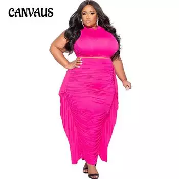 Женский сексуальный комплект без рукавов с узкой бахромой и платьем больших размеров 1XL чёрный